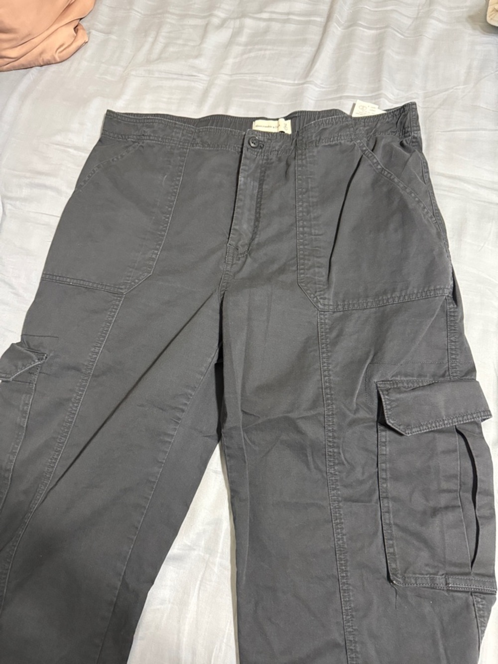 Abercrombie & Fitch Wide Leg Cargo Pants - Charcoal
